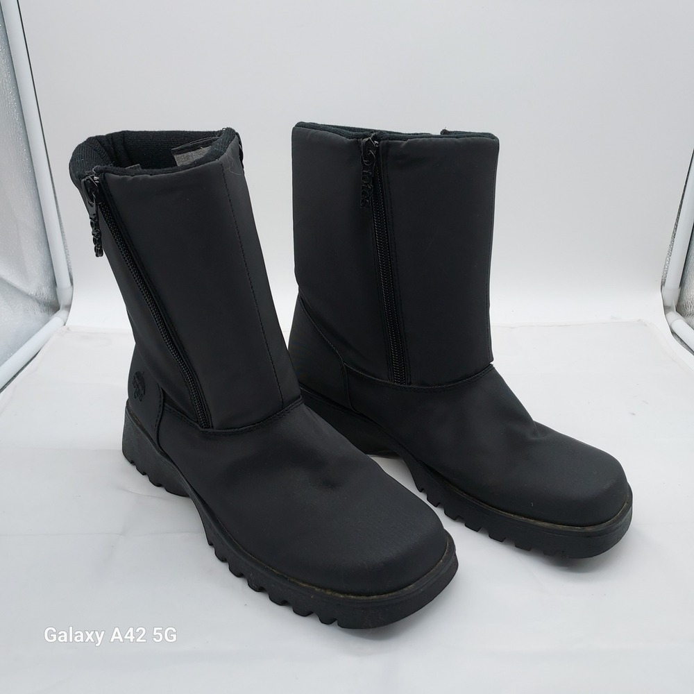 Totes Rhonda Womens 7W Black Mid Calf Winter Snow Boots All Weather Footwear